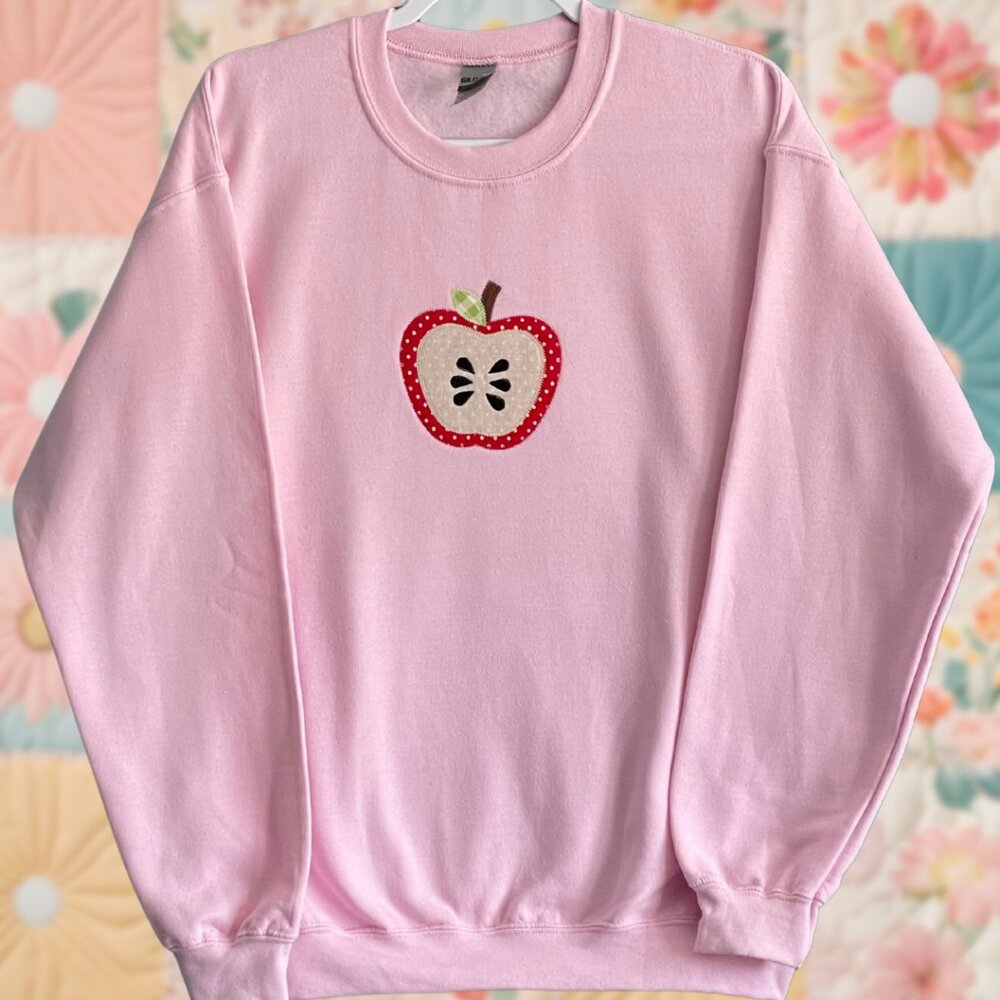 Apple Patchwork Medium Light Pink Embroidered Cre… - image 1